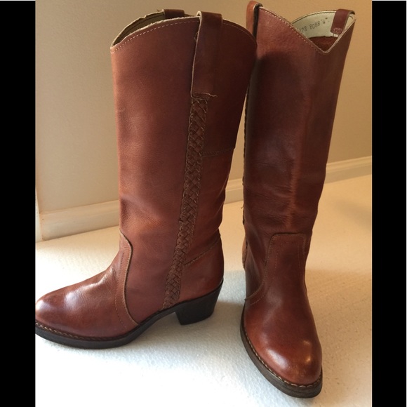 Cowboy Boots🌷Rust Leather Sz 6.5 Height 15 - Picture 1 of 8